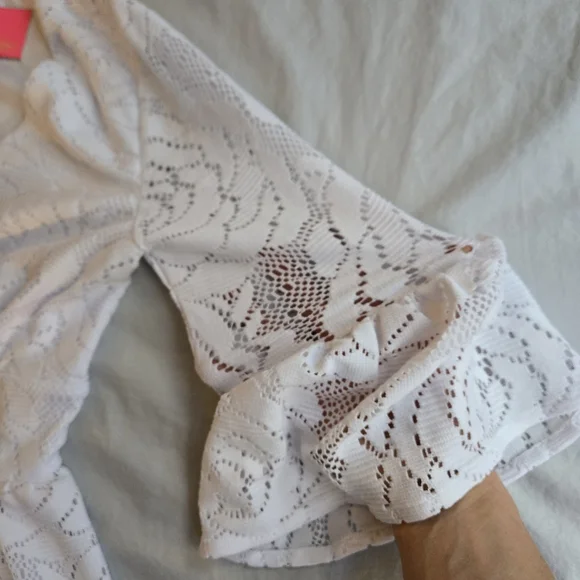 Lilly Pulitzer Cecelia White Lace Vneck Bell Sleeve Midi Dress - Picture 7 of 12